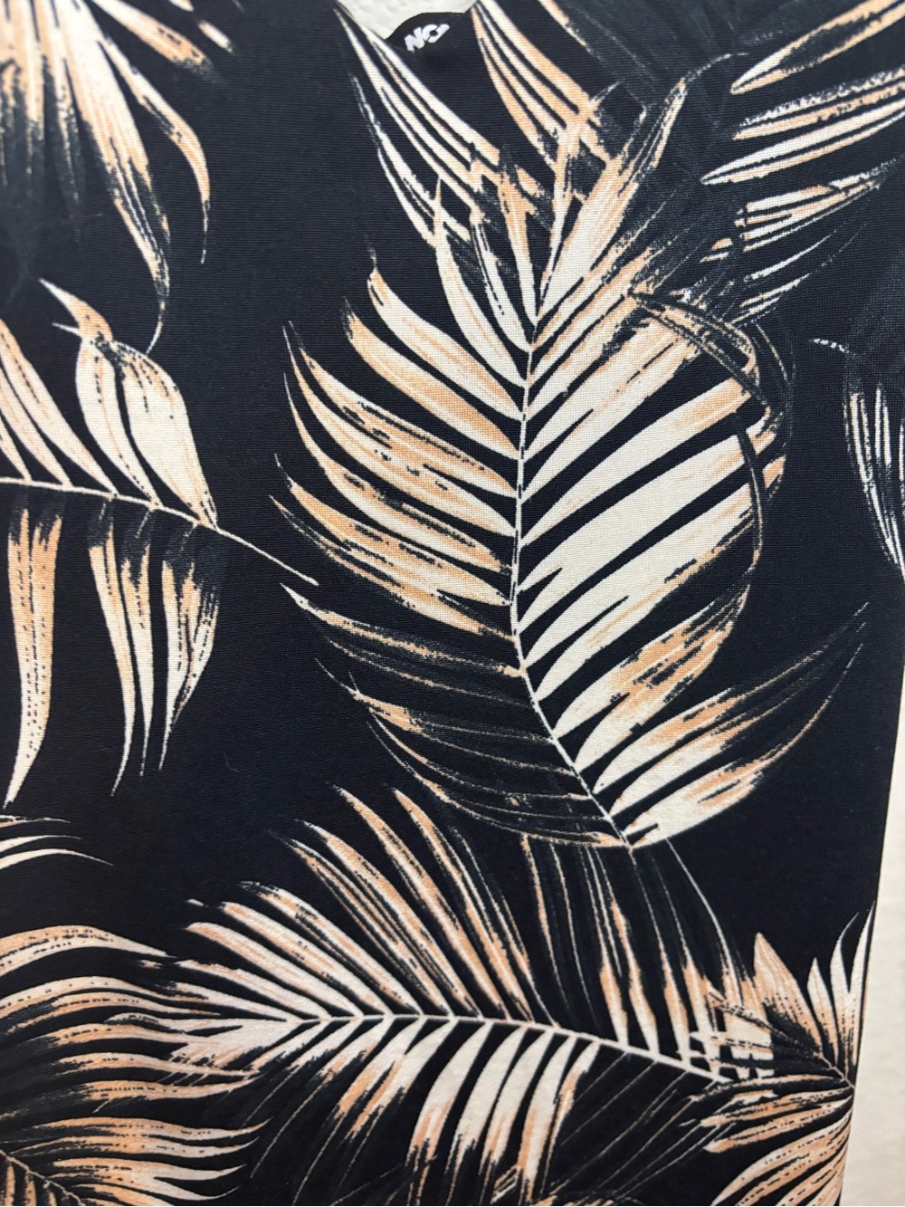 Fashion Nova Black Mini Slip Dress with Cream Palm Print - Picture 4 of 5